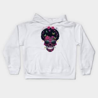 Funny Sugar Candy Skull With Sun Glasses and Afro Kids Hoodie